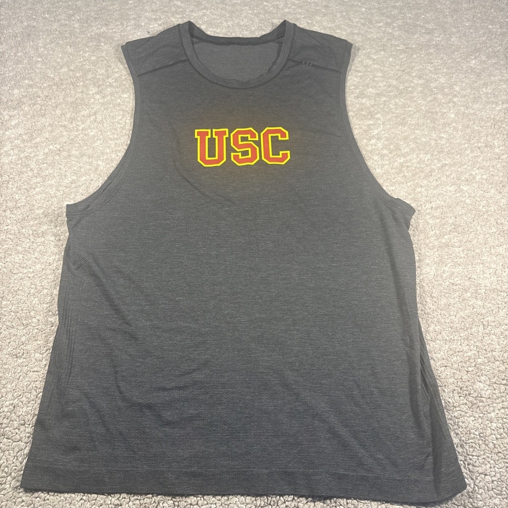 Lululemon Men's L Gray Solid tank top no Sleeve USC NCAA EUC rare college shirt